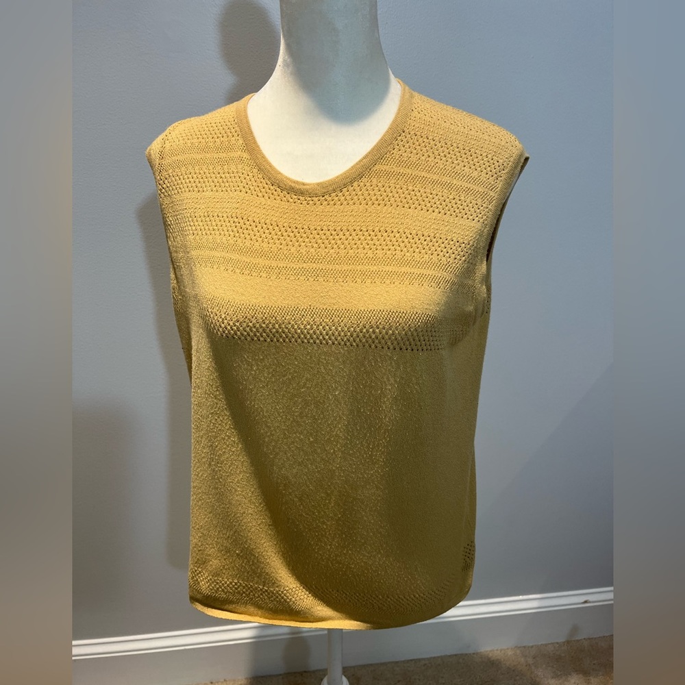 Belvedere Italy‎ sleeveless tan knit sweater top women’s size large